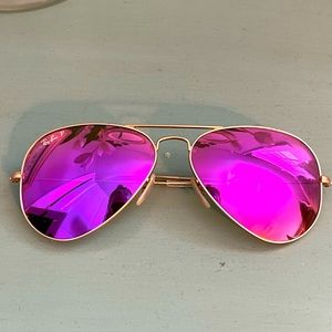 Pink Polarized Ray-Ban Aviator Flash lens sunglasses